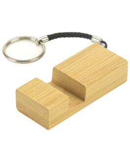 Bamboo Phone Stand with Round Key Holder