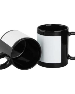 Black Ceramic Mugs with Printable Area