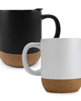 Ceramic Mugs with Lid and Cork Base 385 ml