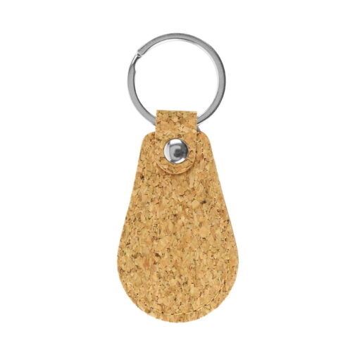 Cork PU Keychains with 32mm Metal Flat Key Ring