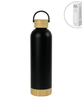 Double Wall SS Bottles with Bamboo Base & Lid 750 ml