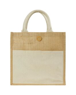 Eco-Friendly Jute Bags with Front Cotton Pocket & Button Closure