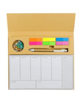 Eco-Friendly Weekly Planner Kit with Pen, Clip, Sticky Notes