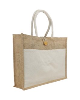 Jute Bags with Cotton Pocket and Handle