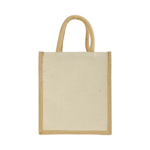 Laminated Cotton Bags with Natural Jute Gusset 10 Oz