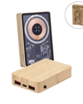 Magnetic Fast Wireless Powerbank 15W in Bamboo Casing