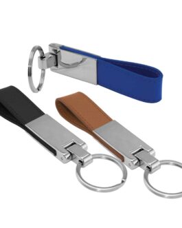 Metal Key Chains with Leather Strap