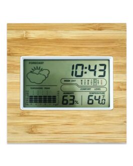 Multi-Function Bamboo Digital Clock with Weather Forecast, Calendar, Alarm, Temperature