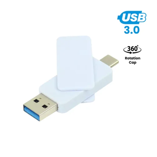 OTG White Swivel USB Flash Drives 64GB V. 3.0 Type C