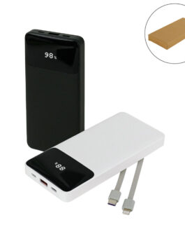 Powerbank with LED Screen 10,000 mAh and Built-in Cables