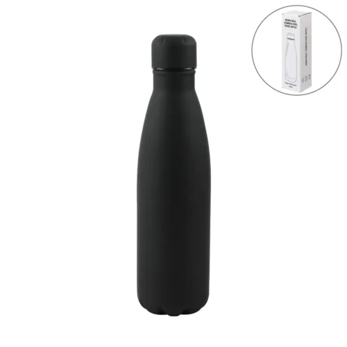 Premium Soft Touch Black Cola Bottles in Stainless Steel, 500ml