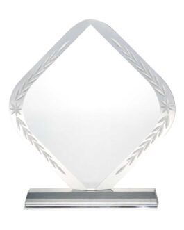 Rhombus Shaped Crystal Awards with Engraved Design & Box