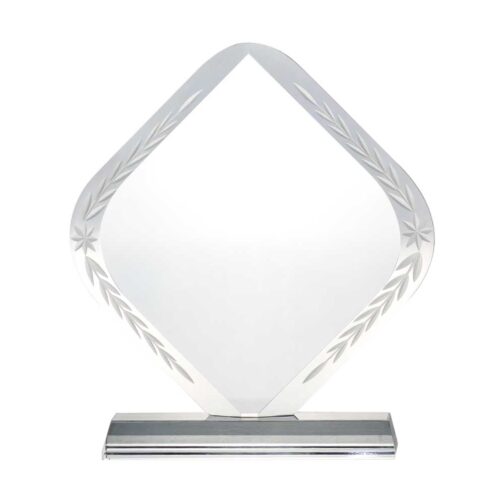 Rhombus Shaped Crystal Awards with Engraved Design & Box