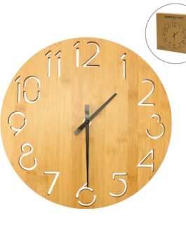 Round Bamboo Wall Clock, 28 cm Dia, Type Analog