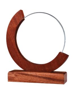 Round Moon Crystal Awards with Wooden Base