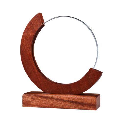 Round Moon Crystal Awards with Wooden Base