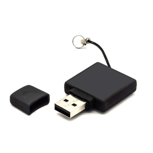 Square Black Rubberized USB Flash Drives