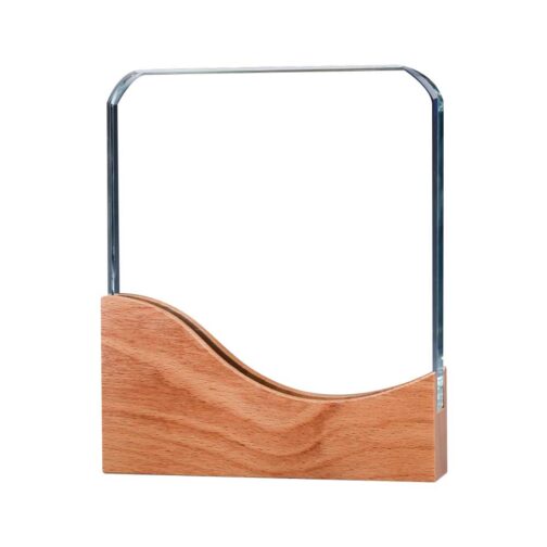 Square Crystal Awards with Wooden Base