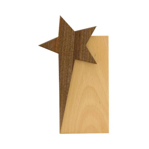 Star Design Wooden Trophy Award with Gift Box