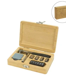 Tool Kit in Bamboo Box with Silver Lock