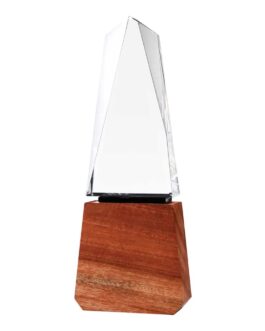 Tower Shaped Crystal Awards with Wooden Base