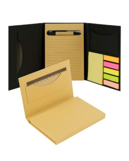 Tri-Fold Notepad with Sticky Notes, Pen, Card Slot and Ruler