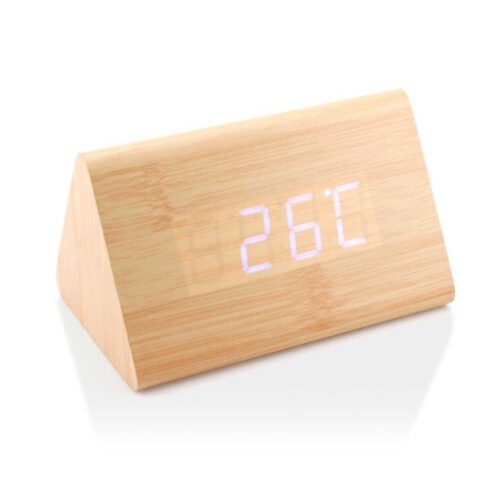 Triangular Wooden Digital Desk Clock Eco-Friendly