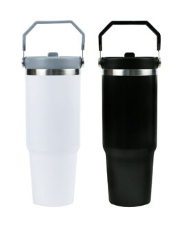 Tumbler with Handle & Straw SS Double Wall 900ml