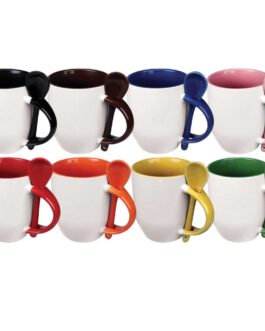 Two-Tone Ceramic Mugs with Spoon 11 oz