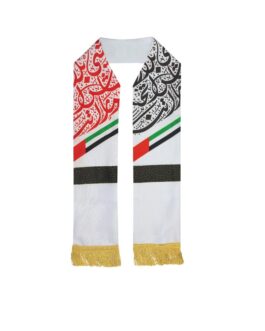 UAE Flag Polyester Scarf with Gold Tassel