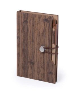 Wood Design Notebook with Sticky Note and Pen