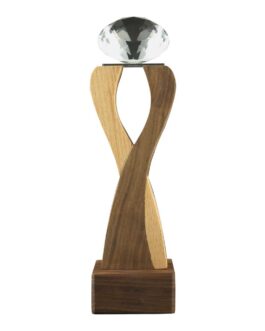 Wooden Trophy with Diamond shape Crystal on Top