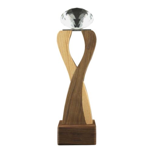 Wooden Trophy with Diamond shape Crystal on Top