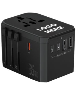 AD 13 UNIVERSAL TRAVEL ADAPTER LIGHT UP LOGO